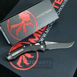 MICROTECH AMPHIBIAN, S/E, RAM-LOK, BLACK ALUMINUM FLUTED SCALES, 3.9 INCH, BLACK BLADE, MICROTECH-137RL-1FL