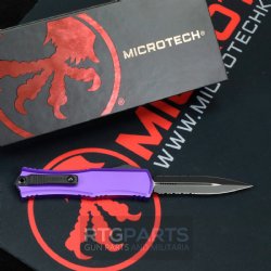 MICROTECH HERA II MINI D/E OTF, AUTOMATIC KNIFE, PURPLE, 3 INCH, PARTIAL SERRATED BLACK BLADE, 1702M-2PU