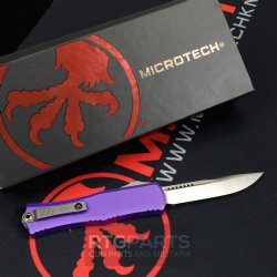 MICROTECH HERA II MINI S/E OTF, AUTOMATIC KNIFE, PURPLE, 3 INCH, SATIN BLADE, 1703M-4PU