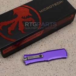 MICROTECH HERA II MINI S/E RECURVE OTF, AUTOMATIC KNIFE, PURPLE, 3 INCH, STONEWASH, 1705M-10PU