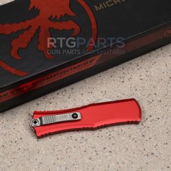 MICROTECH HERA II MINI S/E RECURVE OTF, AUTOMATIC KNIFE, RED, 3 INCH, STONEWASH, 1705M-10RD