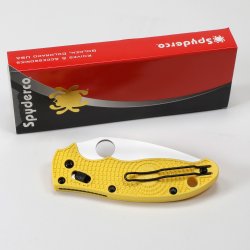 SPYDERCO MANIX 2 LIGHTWEIGHT SALT, YELLOW FRCP HANDLE, SATIN FINISH, 3.37" BLADE LENGTH, CPM MAGNACUT STEEL