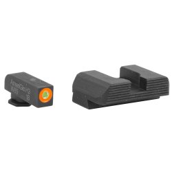 AMERIGLO PROTECTOR NIGHT SIGHT SET FOR GLOCK 42/43/43X/48, GREEN TRITIUM ORANGE OUTLINE FRONT, BLACK SERRATED REAR