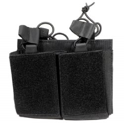 BLACK AR15 DUAL MAG VELCRO POUCH W/ BUNGEE PULLER