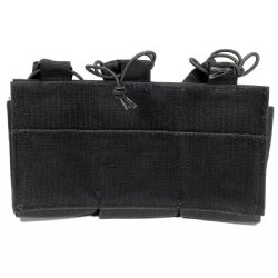 BLACK AR15 TRIPLE MAG VELCRO POUCH W/ BUNGEE PULLER